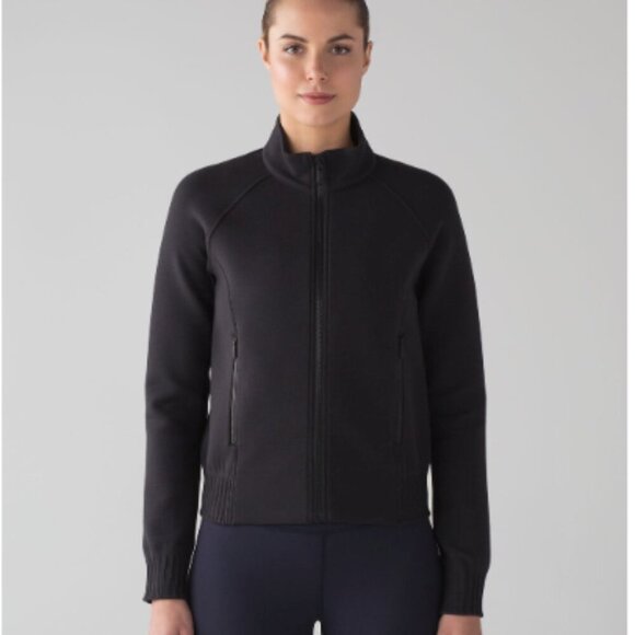 LULULEMON NTS Black Cotton Cropped Full Zip Stretch Bomber Jacket 2 - Picture 1 of 10